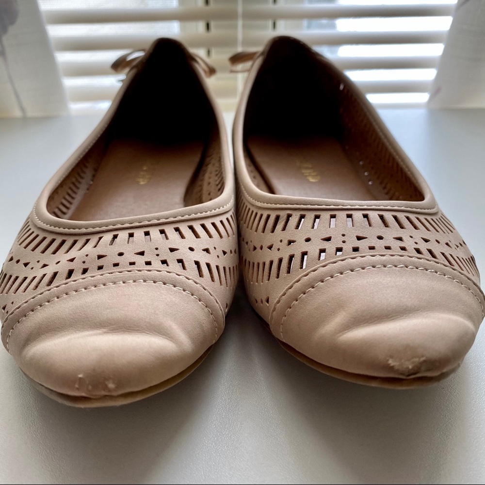 Restricted Beige Perforated Pointed Flats - image 6